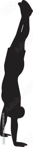 Black and White Handstand Gymnast Silhouette Vector Illustration of an Athletic Man Balancing on Hands for Fitness and Gymnastics Concepts