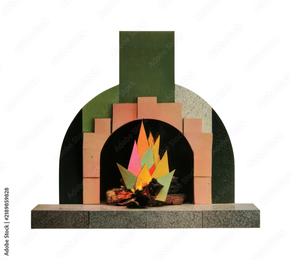 Obraz premium Colorful abstract fireplace PNG with a transparent background.