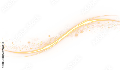 Shimmering golden trail with bright stars, shimmering particles and dynamic light effects, sparkling patterns and swirls for a festive decoration.