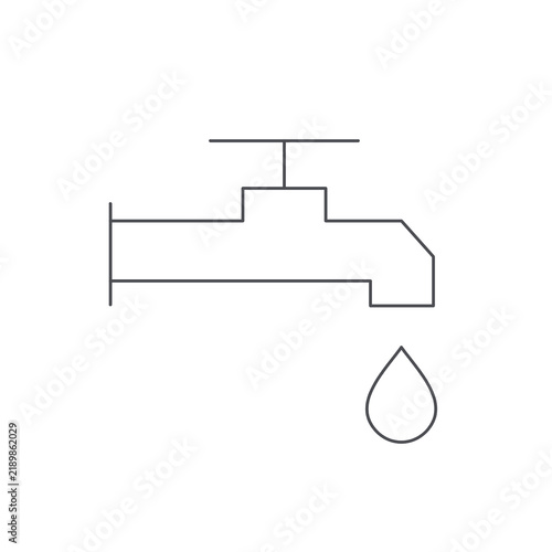 Water saving faucet with droplet outline icon