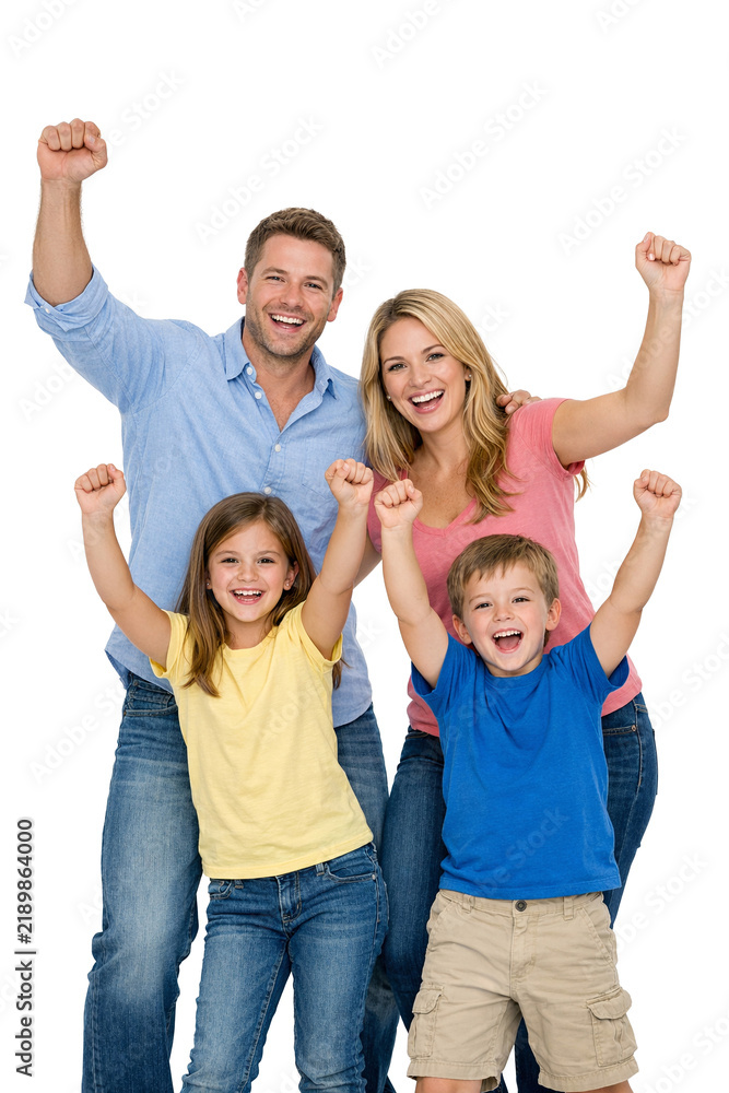 Obraz premium Happy Family Celebrating Success