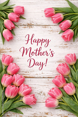 Happy Mother's Day Pink Tulips Greeting Card