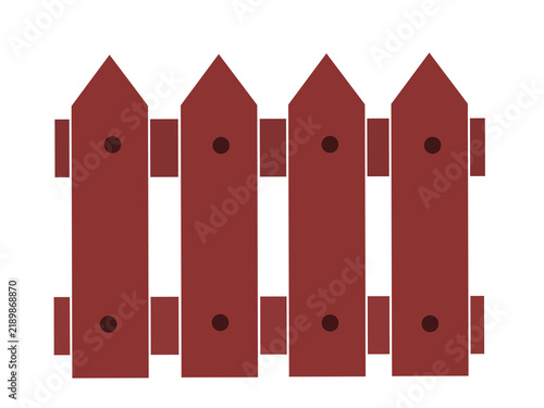 White Outline Wooden Fence Flat Design Vector Illustration