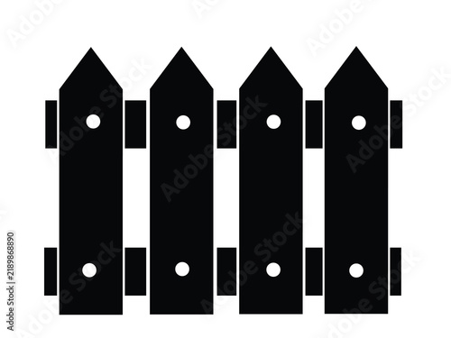 Minimalist Black Fence Icon with White Outline Vector Illustration