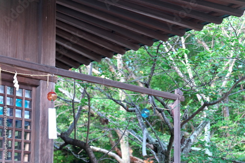 Konstfotografi Japanese wind chimes furin hanging on temple eaves