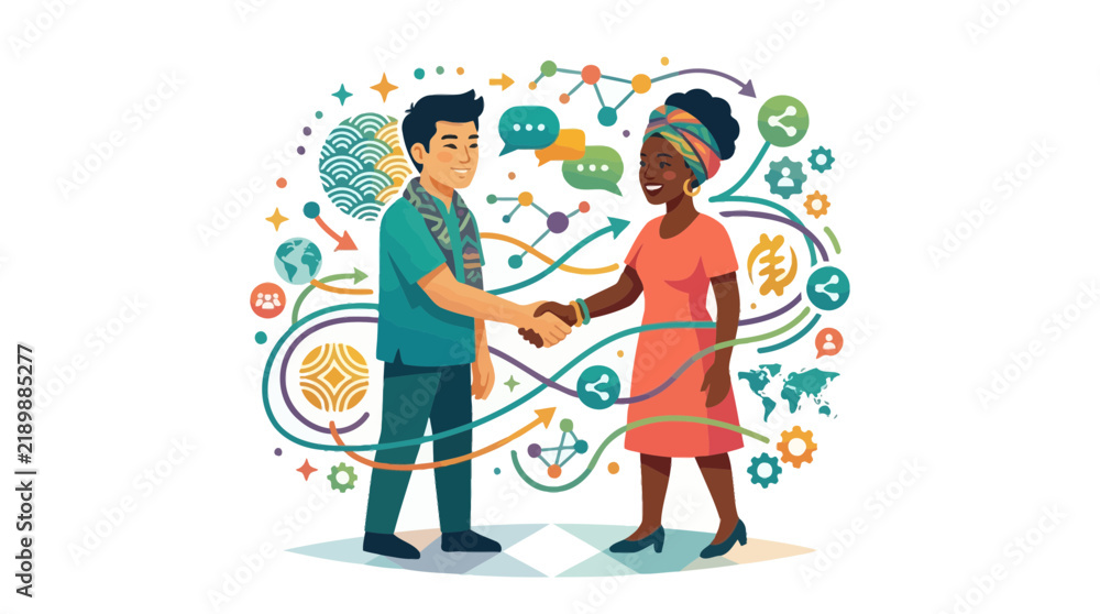 Fototapeta premium Diverse people shaking hands, global connection concept