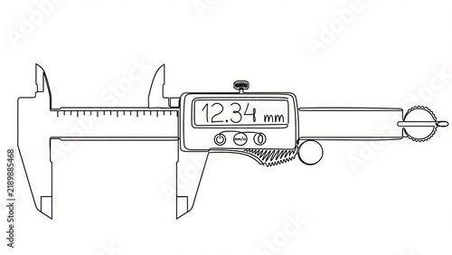 Vernier caliper measuring tool white background.