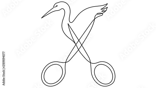 Naklejka Stork scissors white background.