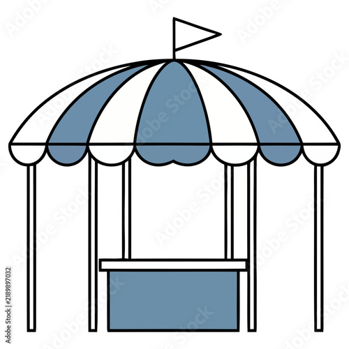 Simple Booth with Striped Canopy and Flag