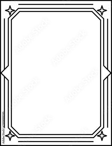 Mystical Tarrot Card Frame Border with Stars Decorative Geometric Template