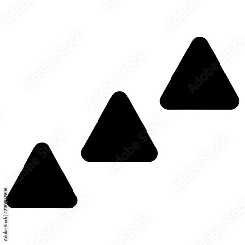 Three black triangles pointing up