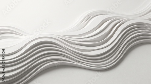 Minimalist Abstract White Wave Pattern with Smooth Flowing Curves and Three Dimensional Depth for Modern Background