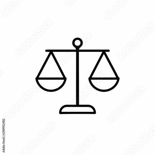 Line Art Icon of a Balance Scale, Representing Justice, Equality, and Impartiality
