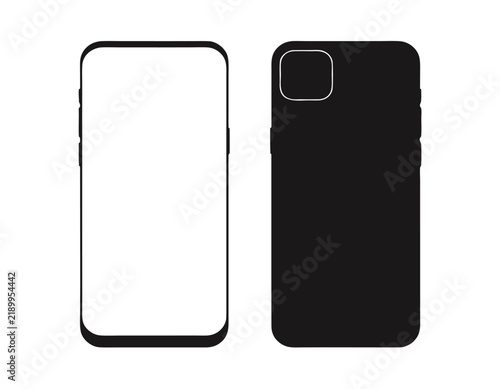 Modern smartphone mockup displaying front and back design with transparent background for app showcase