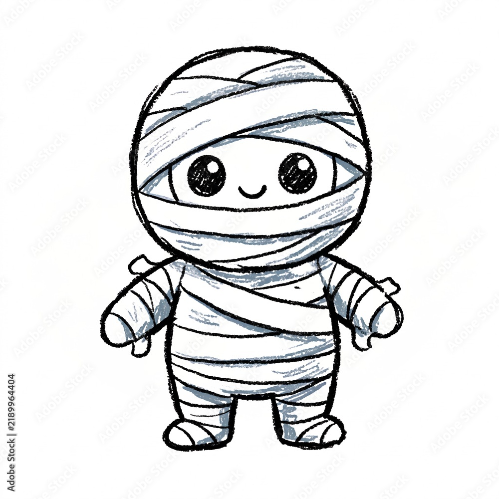 Obraz premium Hand Drawn Cute Halloween Monster Doodle Mummy Illustration 
