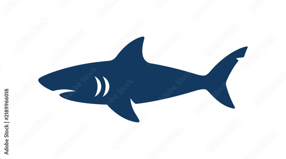 Fototapeta premium Minimalist Blue Shark Silhouette Graphic Vector Illustration for Marine Wildlife Conservation and Ocean Animal Design Projects
