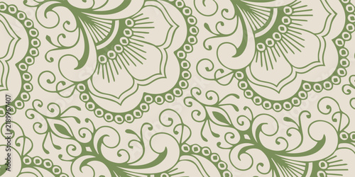 Elegant Floral Paisley Pattern with Intricate Swirls and Dots.