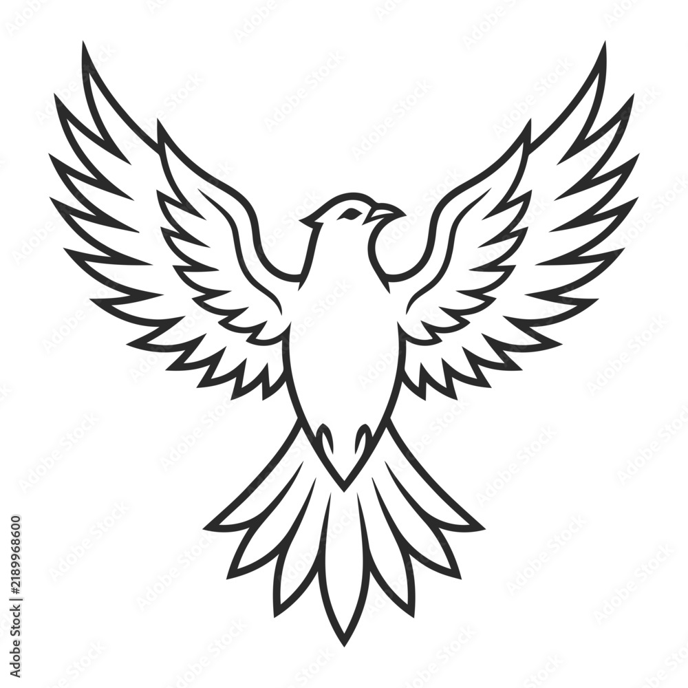 Fototapeta premium Stylized Bird with Open Wings