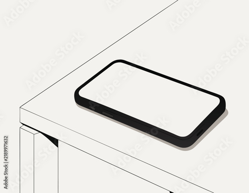 Modern smartphone device resting on a clean wooden desk surface with copy space