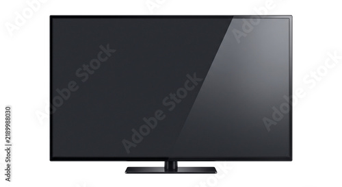 Modern flat screen television with a dark reflective display and black bezel for entertainment.