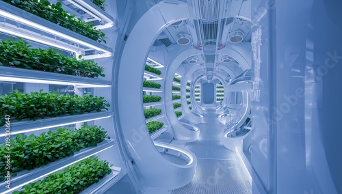 Modern Indoor Vegetable Growing Facility with Hydroponic Systems and LED Lighting