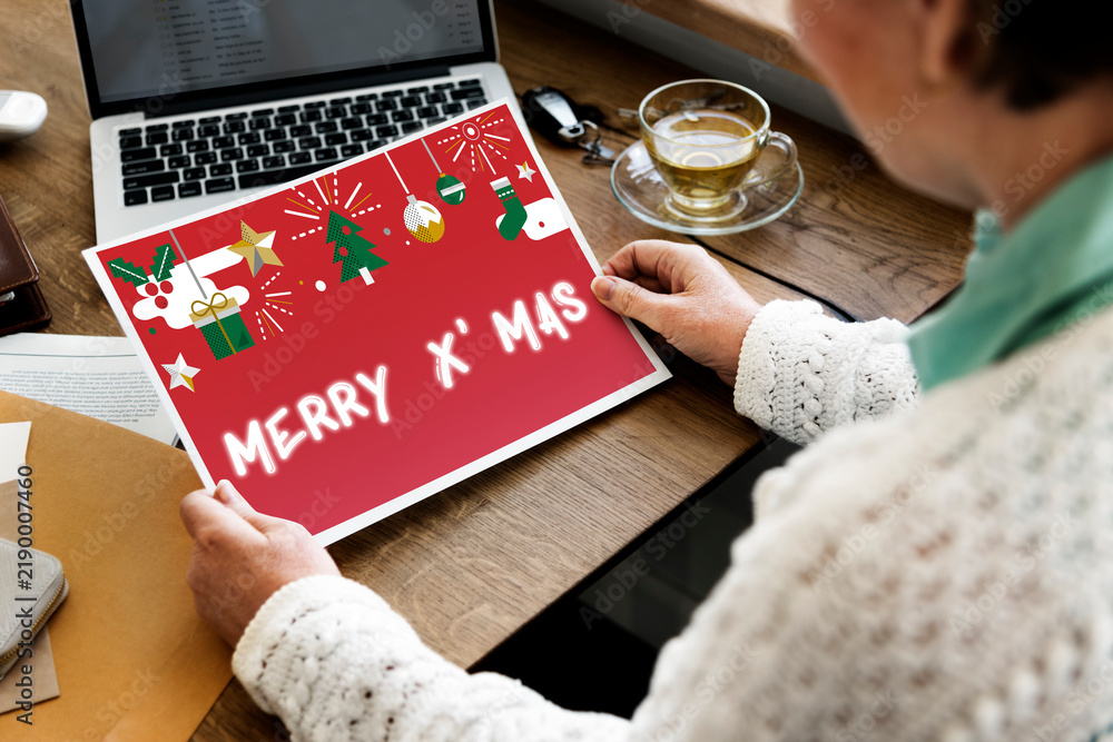 Naklejka premium Merry X'mas Christmas Celebration Concept