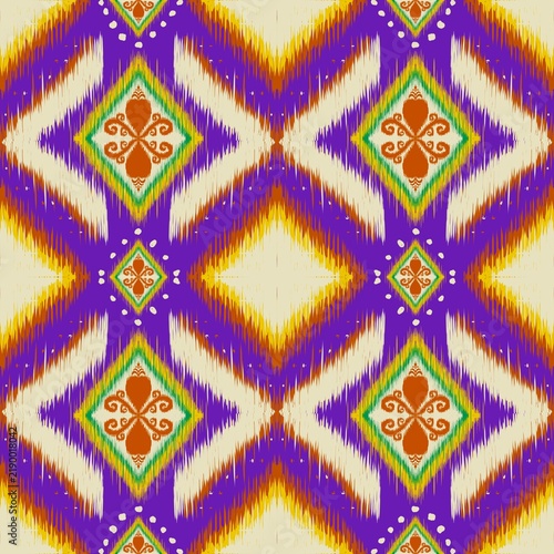 Illustration of Purple abstract geometric ikat pattern