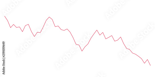 Canvastavla Minimalist red line graph showing market volatility and price fluctuations isolated on transparent background for financial reporting and data visualization