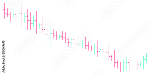 фотографія Pink and mint financial candlestick chart showing fluctuating market data trends