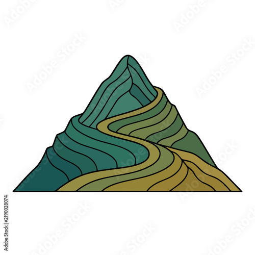 Stylized Mountain Landscape with Winding Path