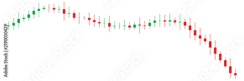 Foto Distribution top pattern in a financial stock market candlestick chart isolated