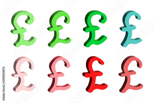 Bild auf Leinwand Set of 3d british pound currency symbol Elements for design