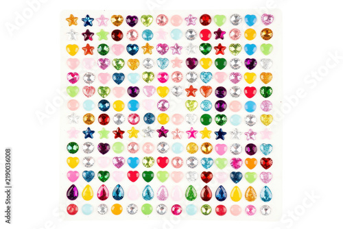 Colorful Adhesive Rhinestone Stickers in Heart Star and Round Shapes