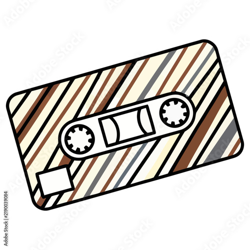 Retro cassette tape with striped pattern