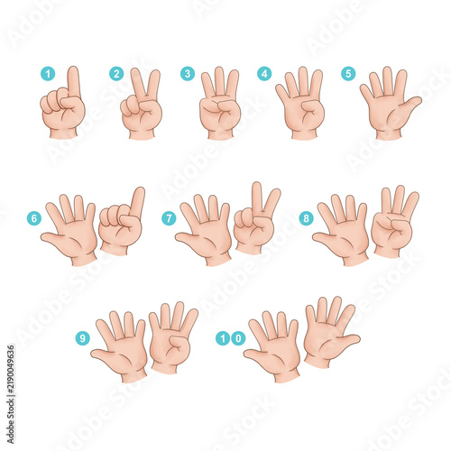 Foto Counting fingers numbers 1-10 illustration, transparent background, item for education for kids