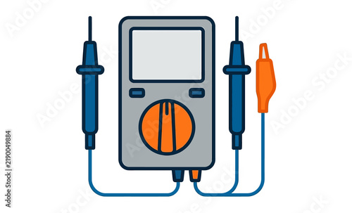 Obraz na płótnie Digital Multimeter Vector Illustration with Test Probes