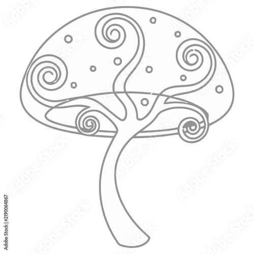 Stylized mushroom outline with swirls