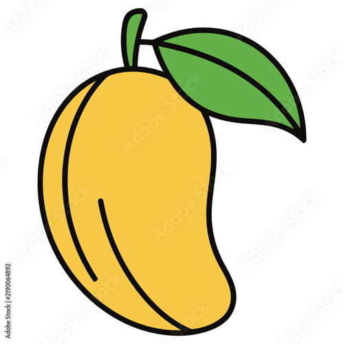 Yellow Mango with Green Leaf