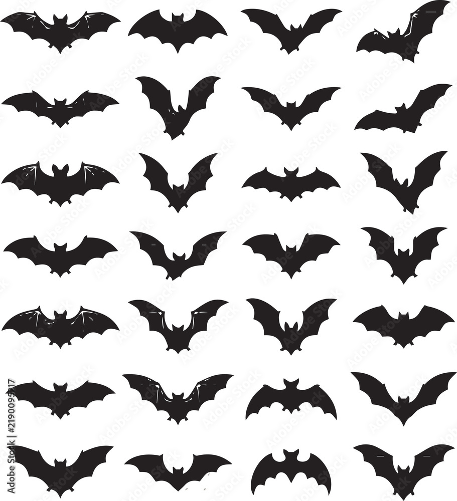 Fototapeta premium Halloween Bat Silhouette Collection with Flying Bat