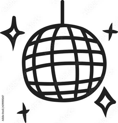 Cute Hand Drawn Disco Ball Doodle Vector Icon