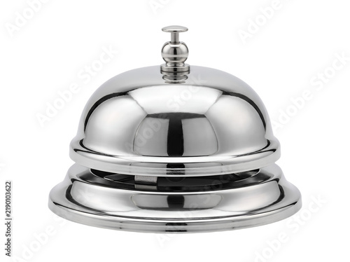 Shiny chrome hotel desk bell isolated on a transparent background
