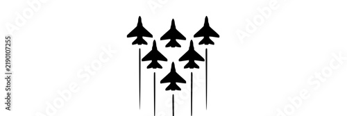 Military Jets Icons Set, Modern Aviation Symbols, Vector Illustration, Flight Concept, Aerial Design