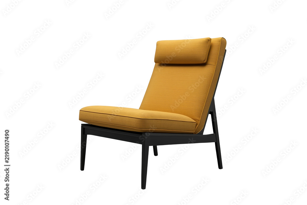 Obraz premium Mustard yellow reclining chair with padded headrest
