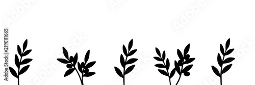Olive Branch Icons, Minimalist Botanical Illustrations. Simple Leaf Design Elements
