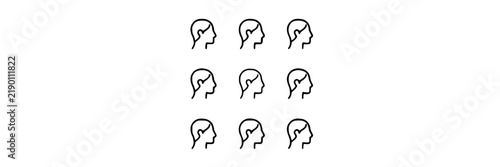 Profile Head Icons Set, Minimalist Line Art Design. Simple Profile Outline Illustrations, User Avatar Icons