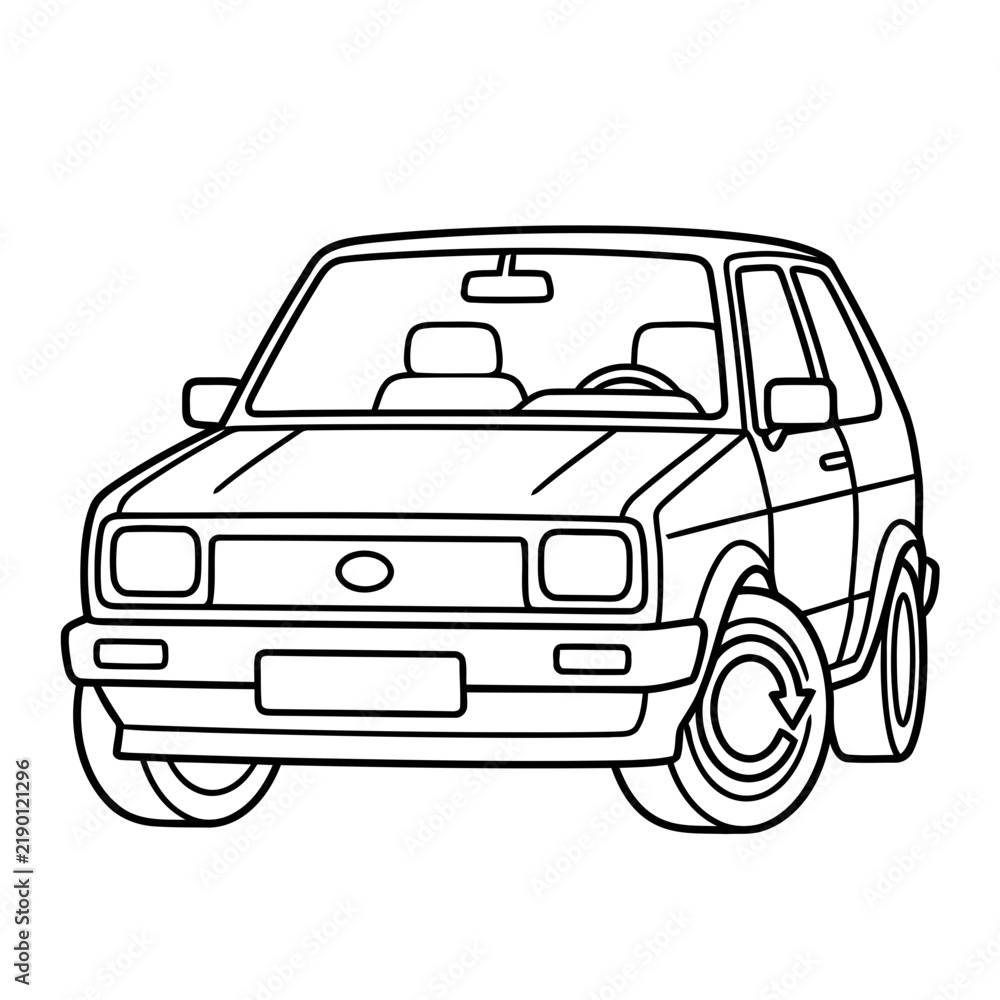 Obraz premium Outline of a vintage car