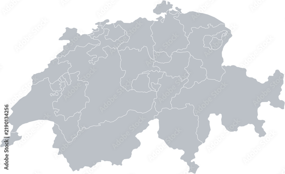Fototapeta premium Switzerland Map with Cantonal Borders and Administrative Regions Vector