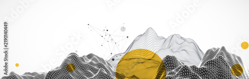 Abstract art wireframe background. Modern science or technology art elements. Surface illustration.
