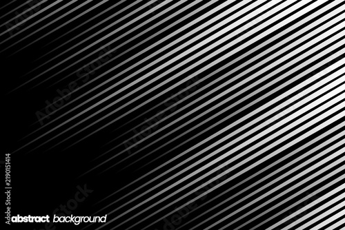 Minimalist Black and White Diagonal Stripe Pattern Abstract Background with Geometric Silver Lines and Copy Space for Corporate Business Presentation Banner Design