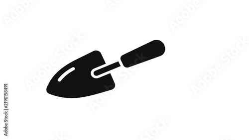 Garden trowel vector graphic illustration featuring minimalist black silhouette design for professional landscaping and horticulture projects